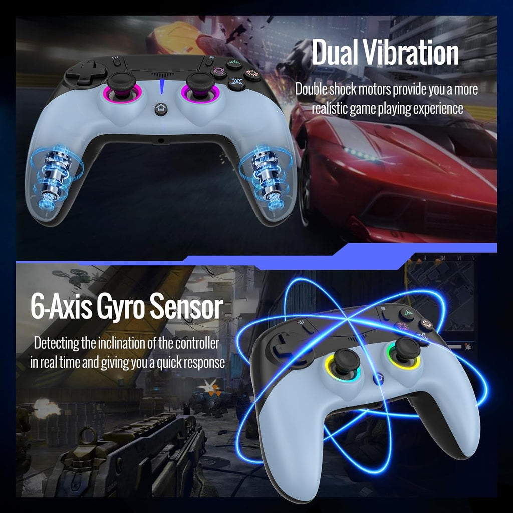 Wireless PS5 Controller with Hall Effect Sticks, RGB Lighting, Motion Control, Dual Vibration for PC