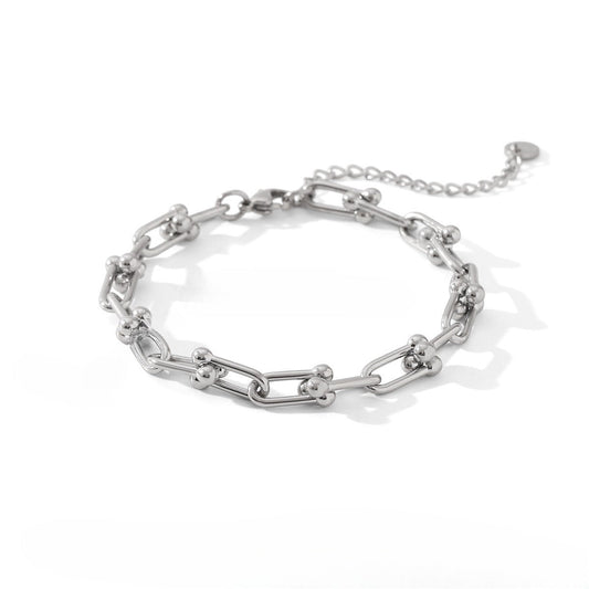 18k gold horseshoe chain bracelet and earrings