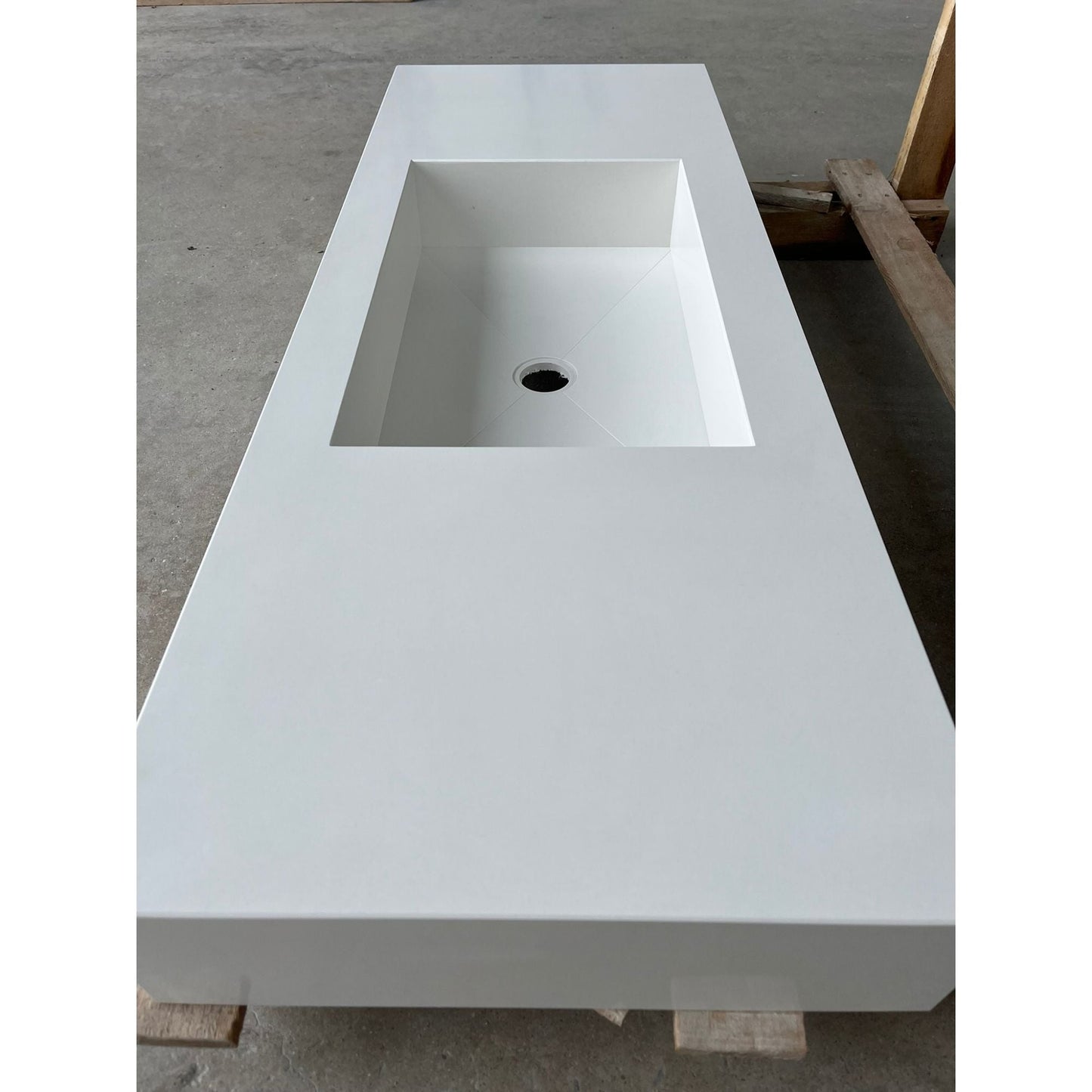 Pure White Quartz Kitchen Sink Handcrafted Engineered Stone Durable Bath Fixture