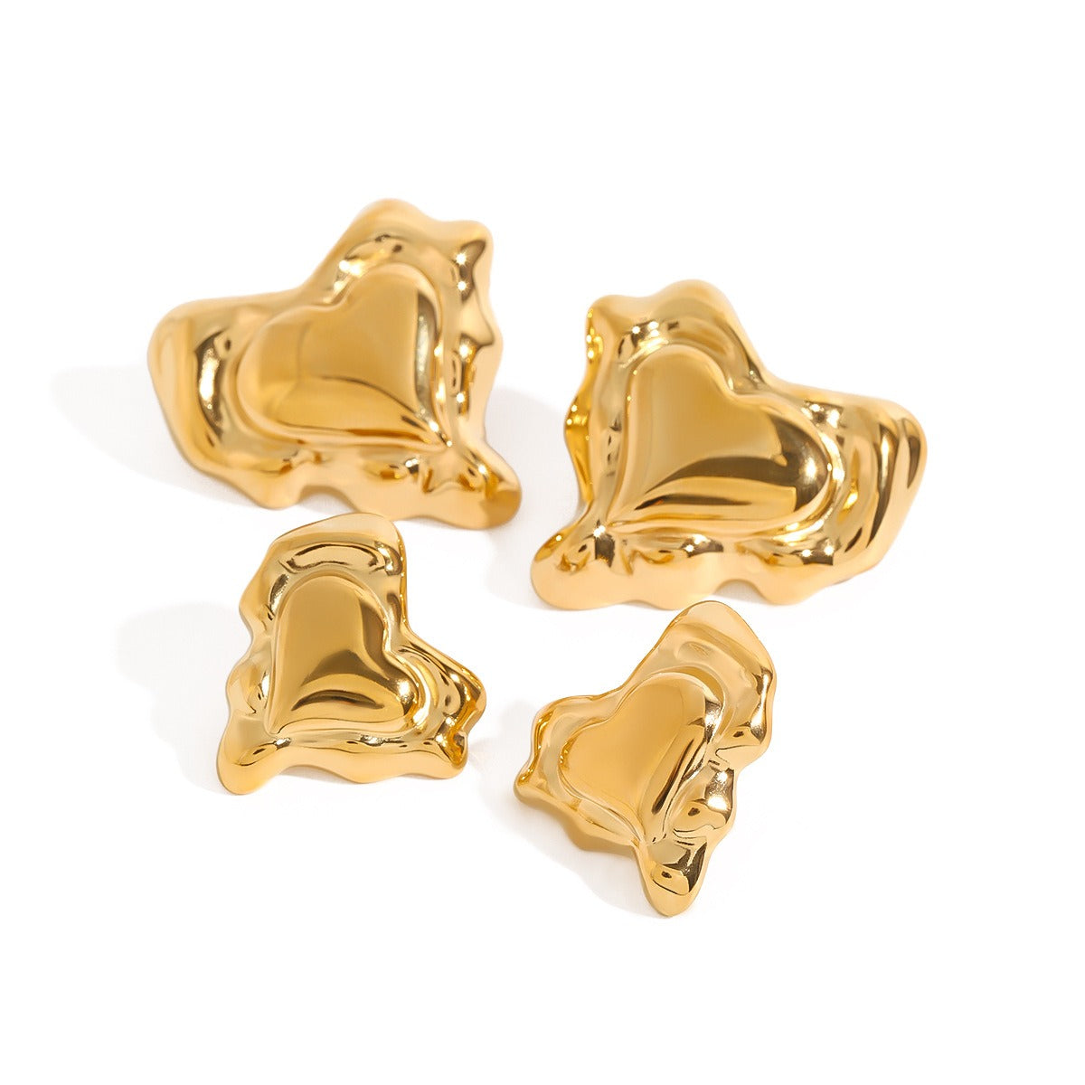 18k gold heart-shaped earrings with exquisite and noble design