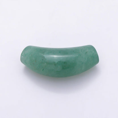 28mm x 12mm Tiger Eye, Aventurine Gemstone Slide Curved Tube Pendant | Beads-00529 Beads-00530