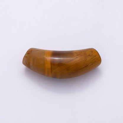 28mm x 12mm Tiger Eye, Aventurine Gemstone Slide Curved Tube Pendant | Beads-00529 Beads-00530