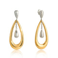 18K gold teardrop-shaped two-tone earrings
