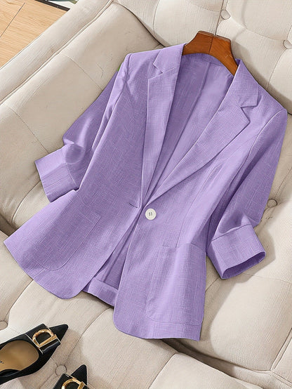 Women's Three-Quarter Sleeve Single-Button Casual Blazer