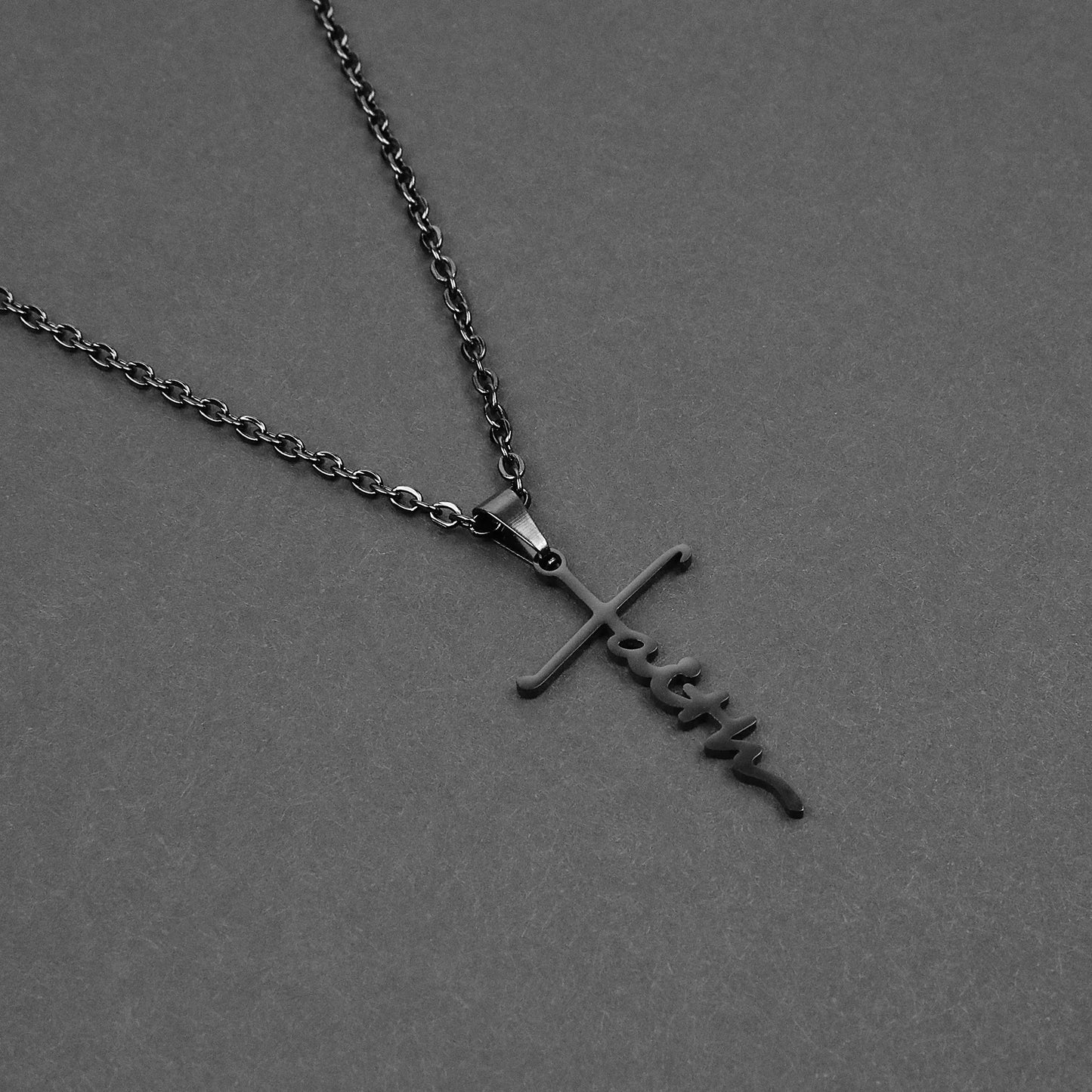 Dainty Silver, Gold, Rose Gold, & Black Faith Necklace Chain