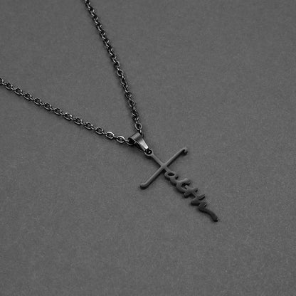 Dainty Silver, Gold, Rose Gold, & Black Faith Necklace Chain