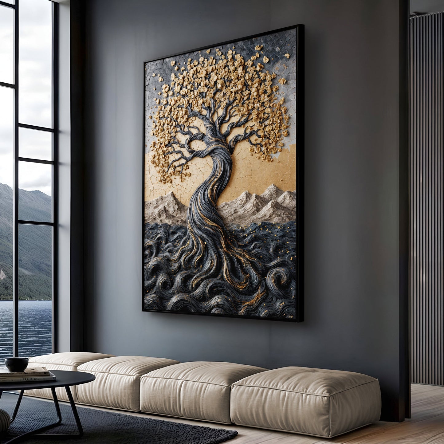 Golden Tree of Life Minimalist Wall Art