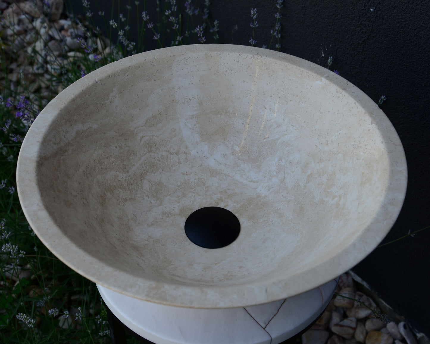 Handcrafted Light Beige Travertine Vessel Sink - Luxury Bathroom Vanity Countertop