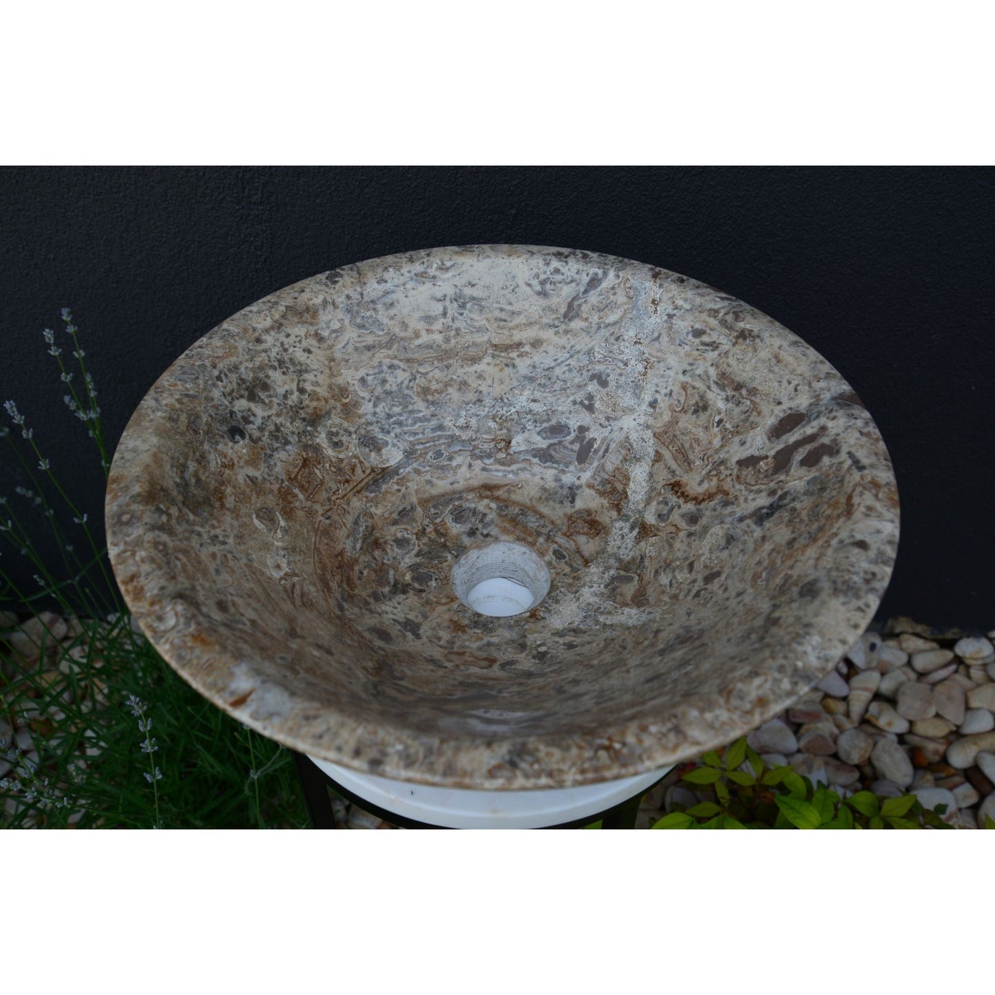 Valencia Travertine Conical Stone Vessel Sink Handmade Carved