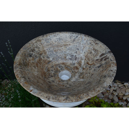 Valencia Travertine Conical Stone Vessel Sink Handmade Carved
