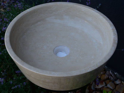 Light Travertine Handcrafted Vessel Sink - Authentic Hand Polished Natural Stone