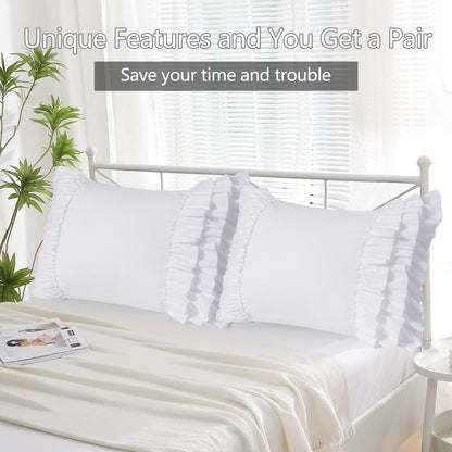 Closeout - Pack of 2 French Country Style Chic Ruffle Pillow Shams