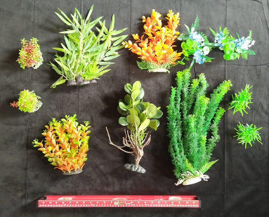 Premium Artificial Aquarium Plant Package for Fish Tank, Small Garden