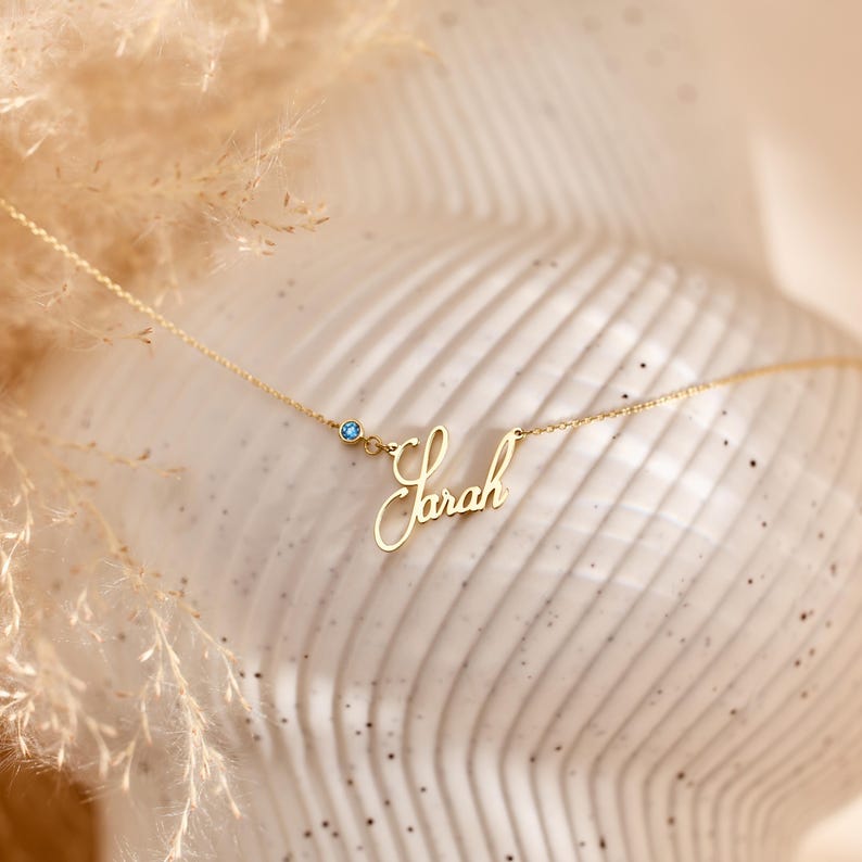 Personalized Cursive Name & Birthstone Necklace