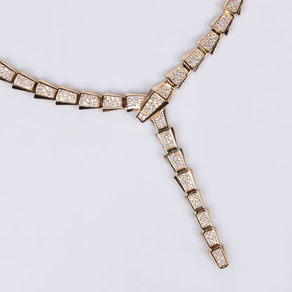 18K Gold Snake-Style Necklace and Earring Set