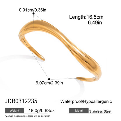Gold Wave Open Cuff Bracelet Collection