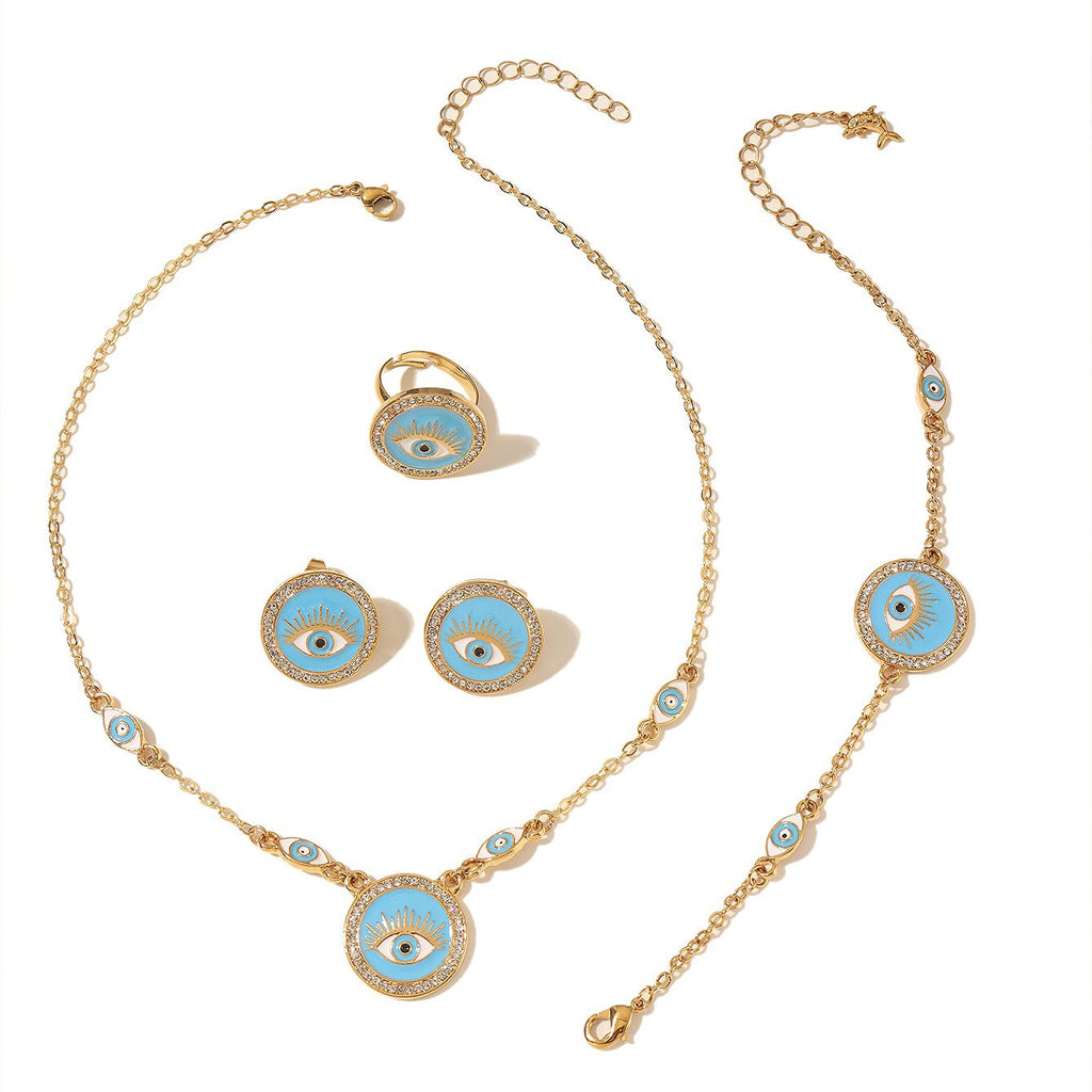 Bohemian Evil Eye Necklace, Bracelet and Earring Set