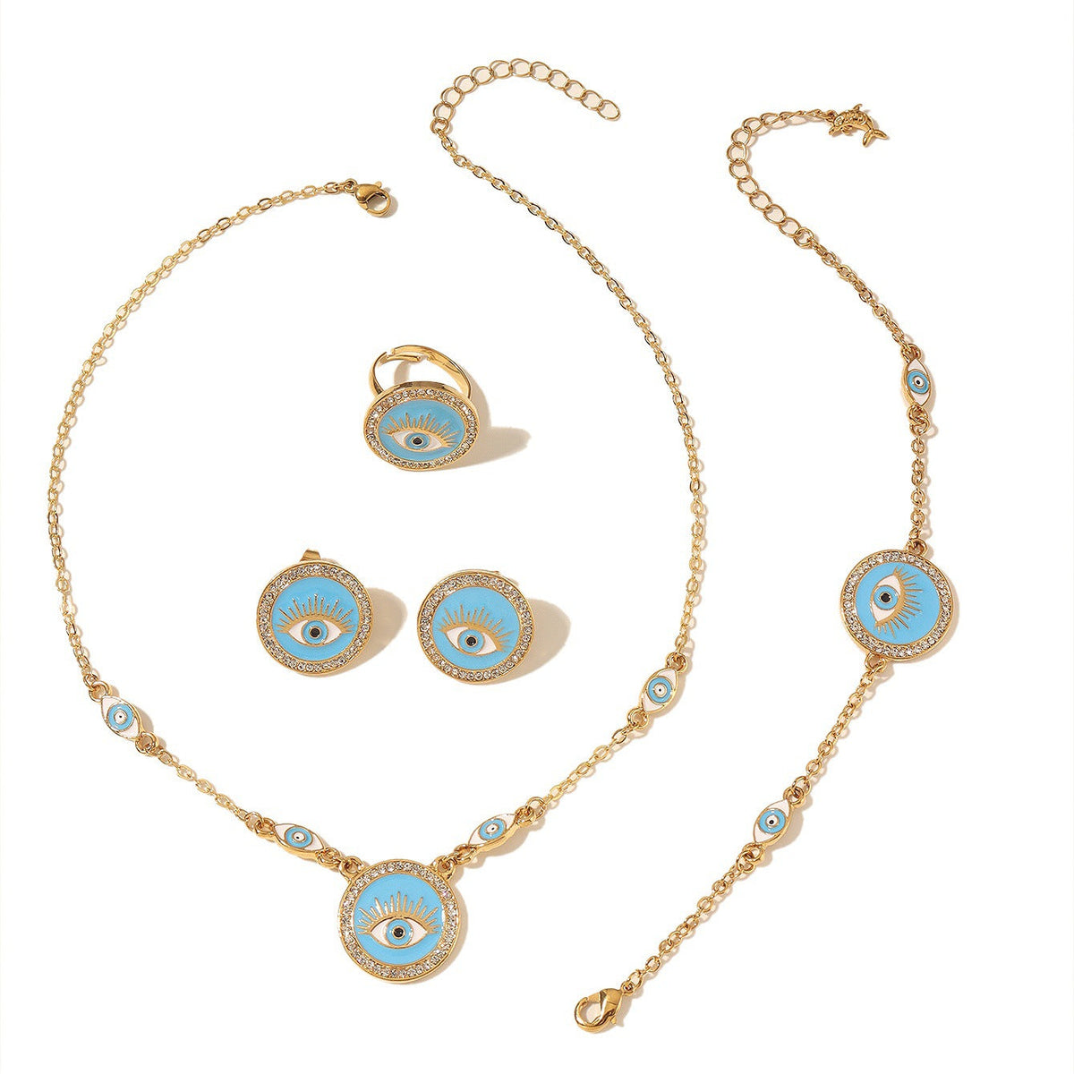 Bohemian Evil Eye Necklace, Bracelet and Earring Set