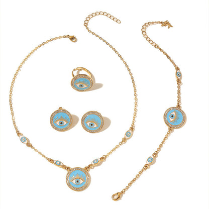 Bohemian Evil Eye Necklace, Bracelet and Earring Set