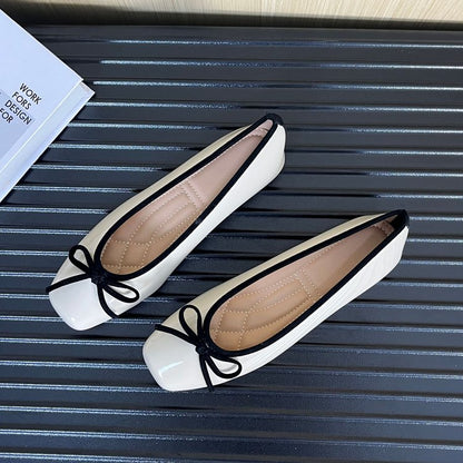 Women's Korean Style Square Toe Soft Sole Slip-On Flats – Wide Size