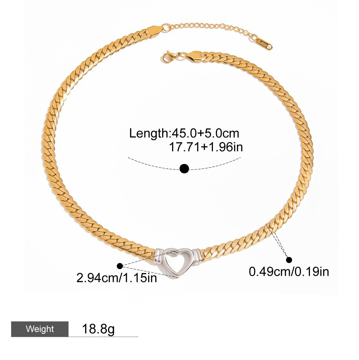 18K Gold Hollow Heart Design Trendy Personalized Necklace