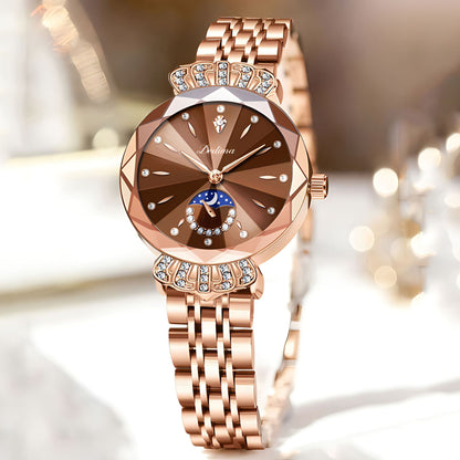 Womens Diamond-embellished Water-resistant Steel-band Casual Luxury Watch