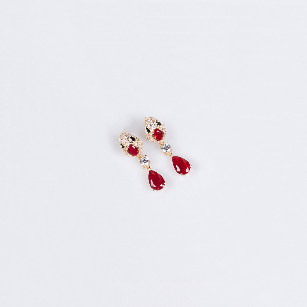Snake-Shaped Titanium Steel Stud Earrings with Diamond Accents