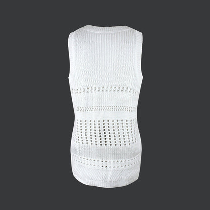 Women’s Solid Color Thin White Pullover Vest