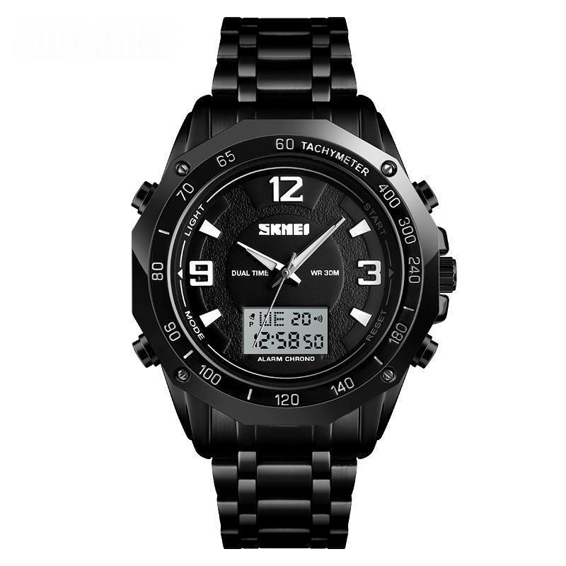Dual-display Multi-function Business Steel-band Digital Watch