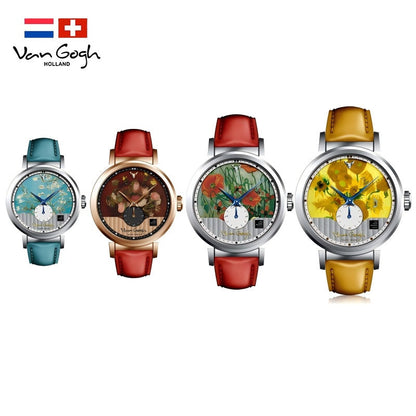 Van Gogh Small Seconds Hand Leather Strap Quartz Wrist Women's Watch