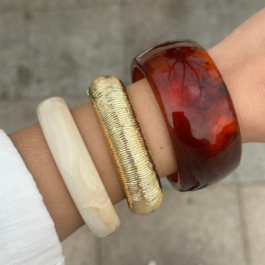 Amber Resin Bangle Stack Bracelet Set