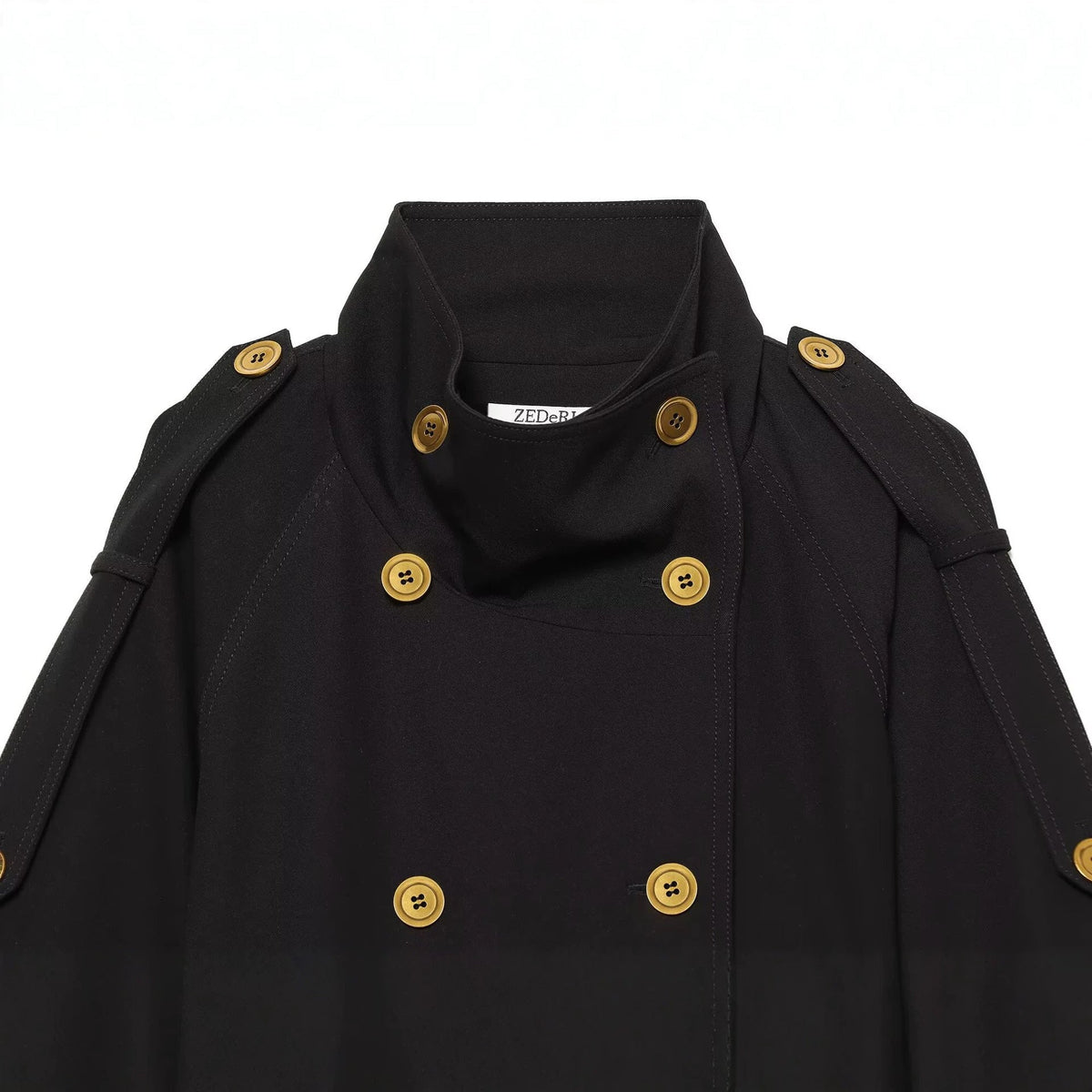 Cropped Double-Breasted Jacket with Gold Hardware