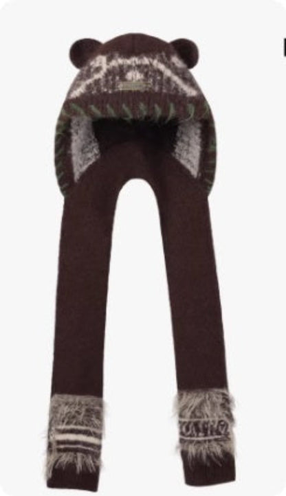 Women’s Cute Bear Ear Knitted Hat – Warm Ear-Covering Winter Beanie