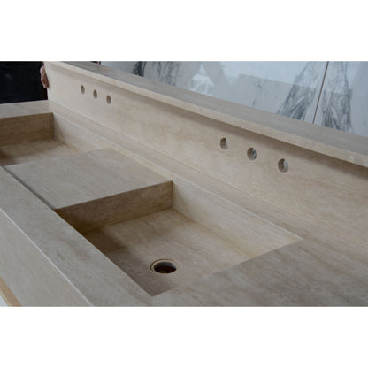 Travertine Double Sink - Handcrafted Custom Artisanal Stone Resort Luxury Bath