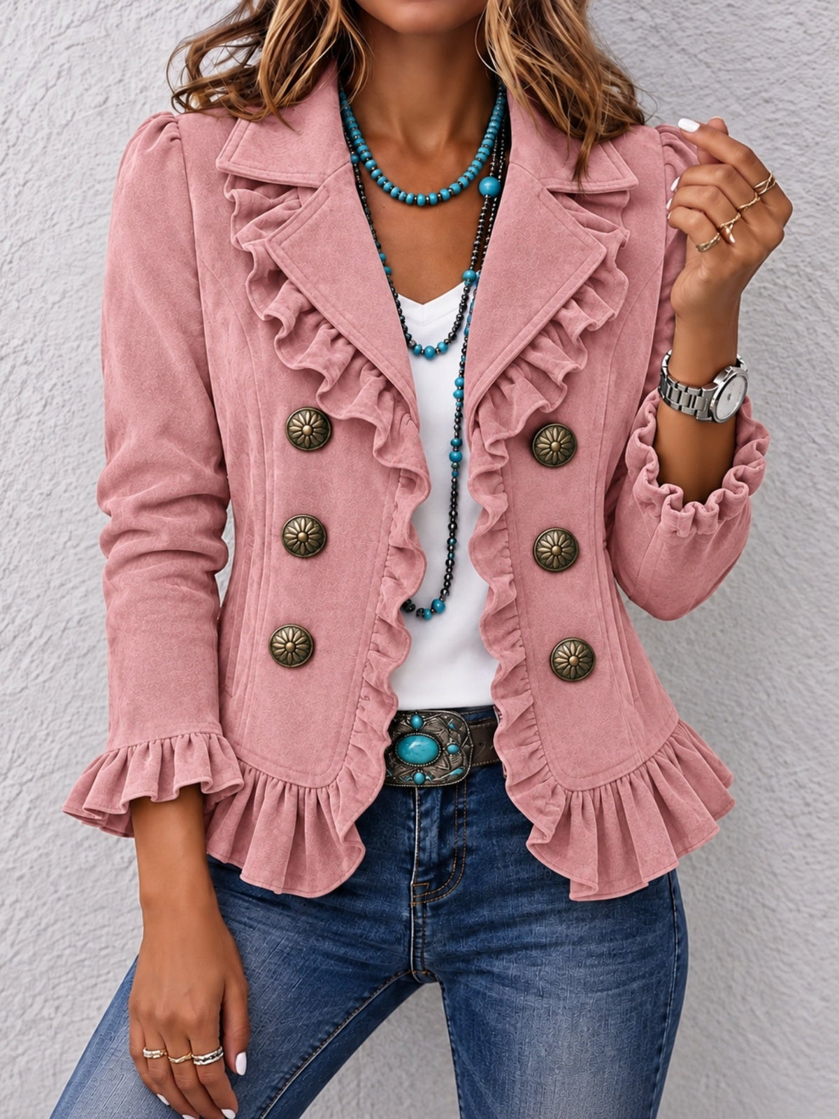 Women's Buttoned Long-Sleeve Cardigan Jacket