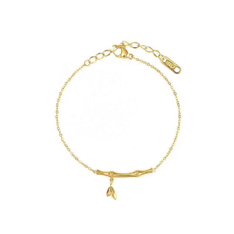 18k gold rising step by step titanium steel bamboo anklet
