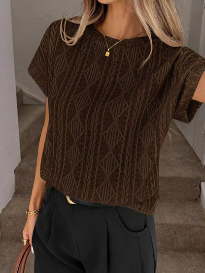 Diamond Pattern Round Neck Top
