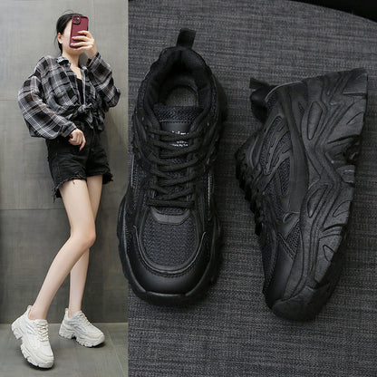 Thick-Bottom Breathable White Shoes for Women — Stylish & Cushioned