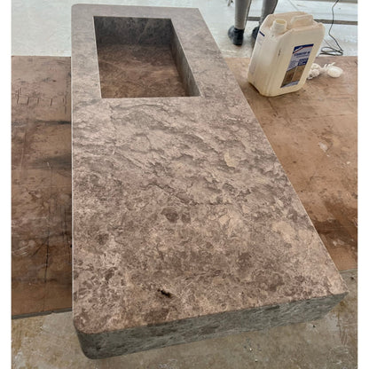 Tundra Grey Marble Handcrafted Vanity Sink - Luxury Bathroom