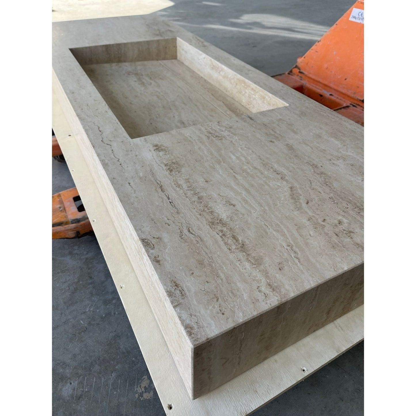 Travertine Sink Warm Beige Handcrafted Natural Stone Custom Design