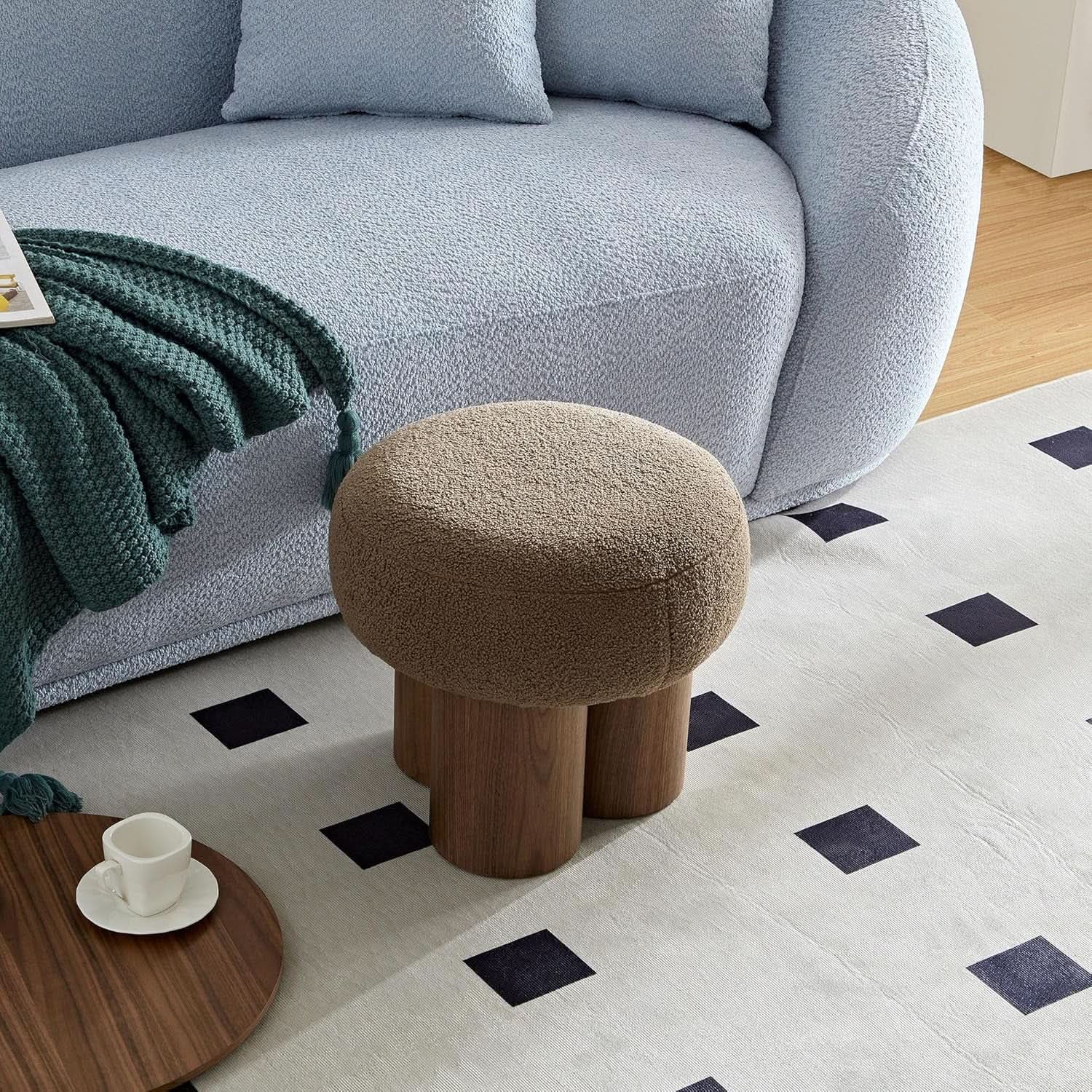 Brown Mushroom Stool Ottoman Footrest 16.54 Inches