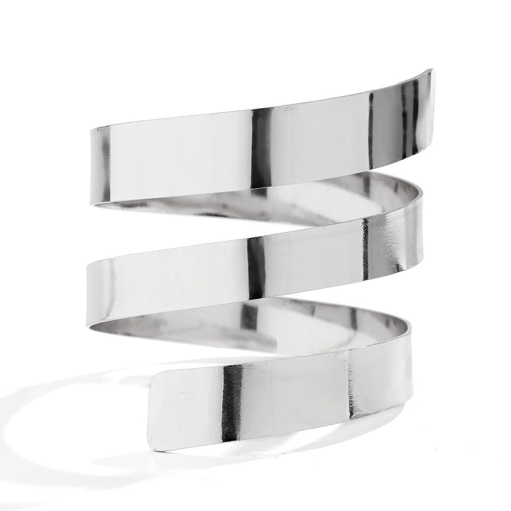 18k gold vintage bracelet wide-edge geometric punk style open bracelet
