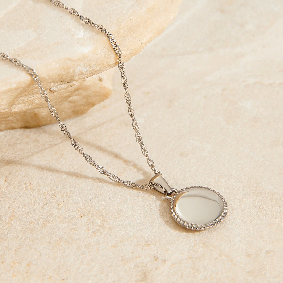 Round necklace with angel pattern design, classic and fashionable