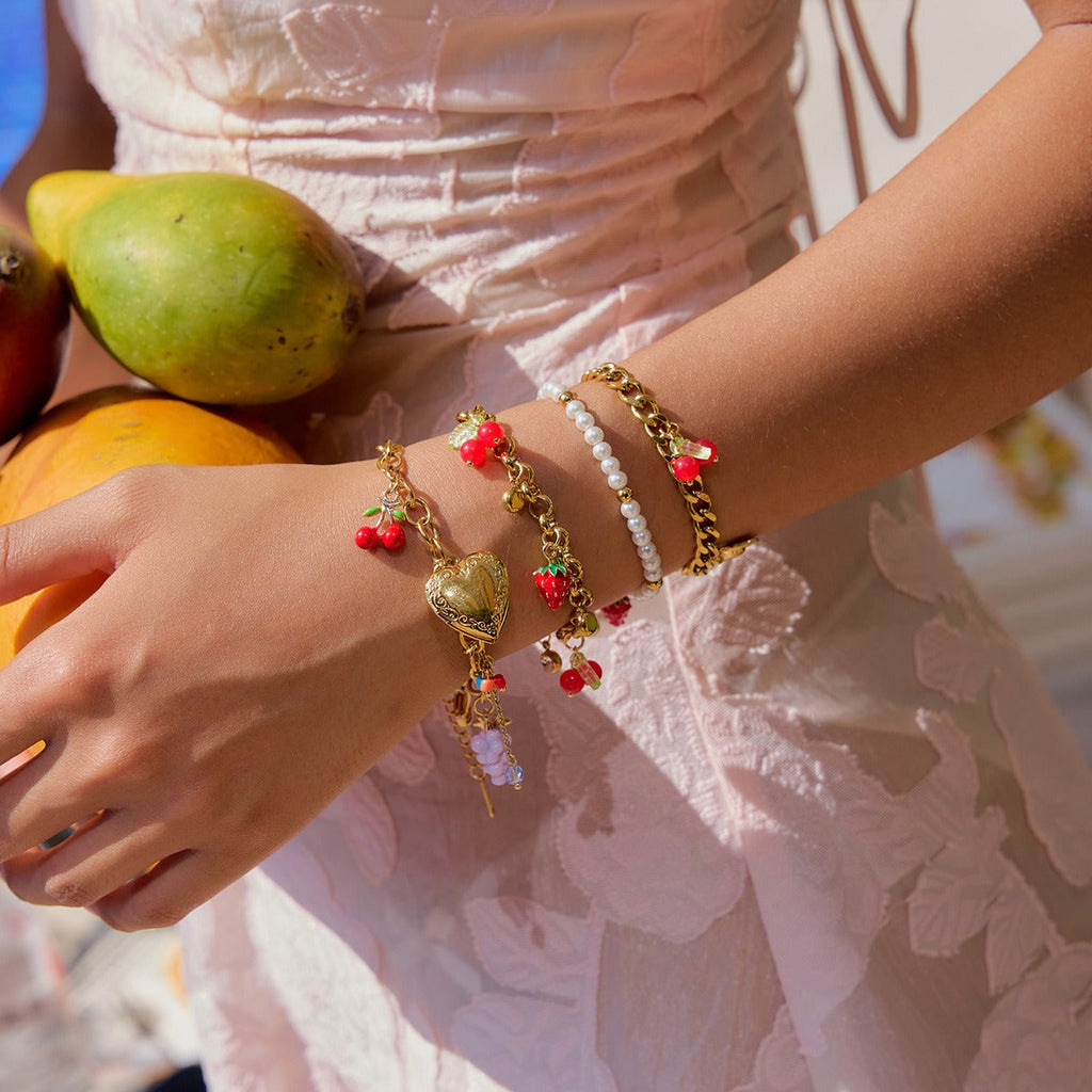 18k gold light luxury stacking pearl bracelet