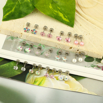 Stainless Steel Five-pointed Star Ear Bone Stud High-end Screw-back Earring