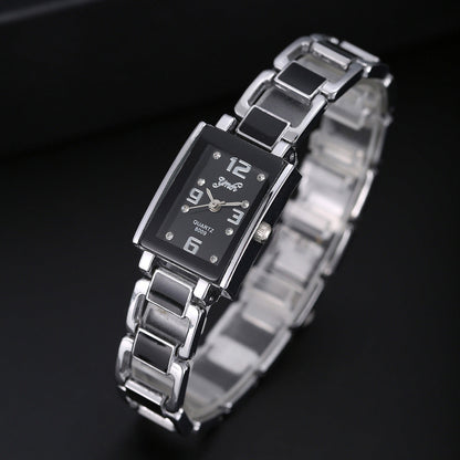 New Womens Bracelet Watch With A Square Diamond-encrusted Case