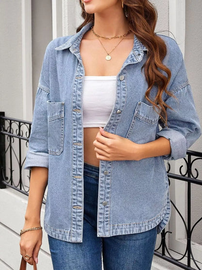Casual Button Up Loose Fit Denim Jacket