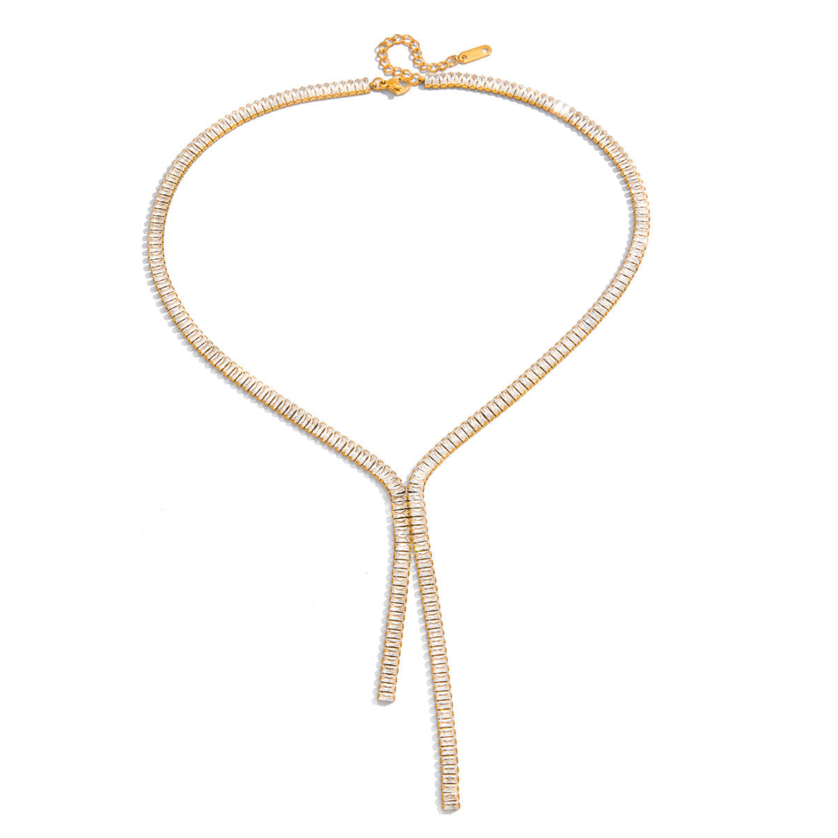 Stainless Steel Zircon Y Necklace