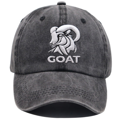 GOAT Ram Embroidered Vintage Washed Baseball Cap – Adjustable Unstructured Low Profile Hat