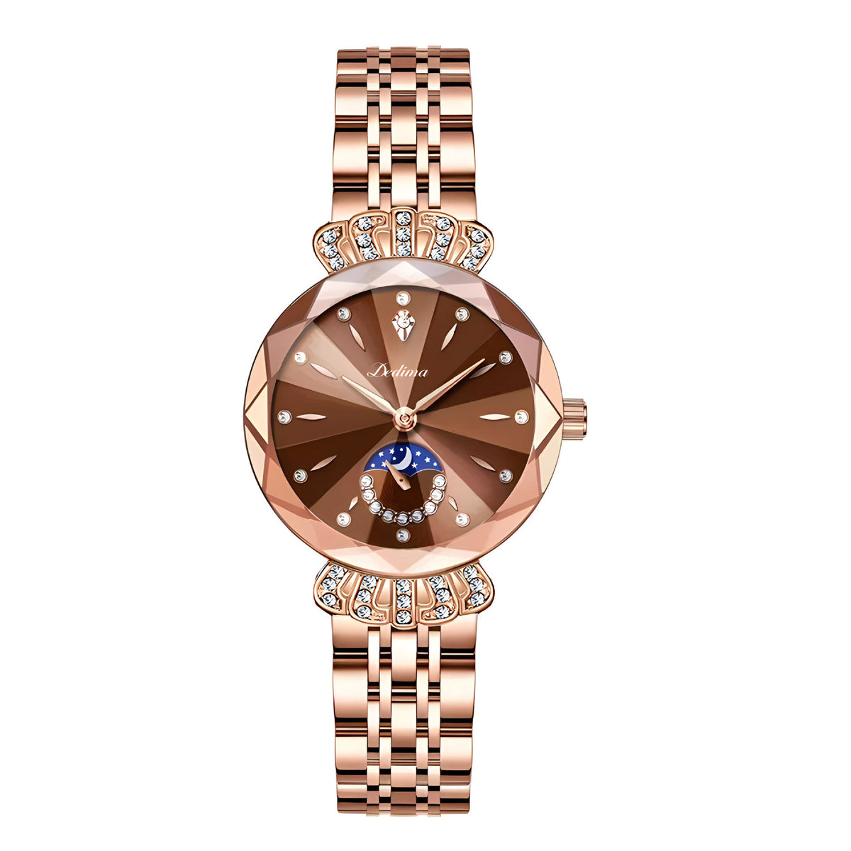 Womens Diamond-embellished Water-resistant Steel-band Casual Luxury Watch